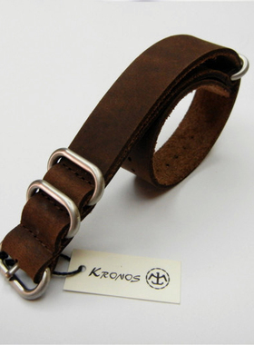 18mm 20mm 22mm 24mm NATO Zulu 拉砂钢扣款 北约真皮表带 深啡色