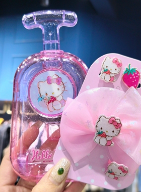 儿童可爱kt猫发夹女童宝宝蝴蝶结边夹耳夹三丽鸥拉杆盒凯蒂猫套装