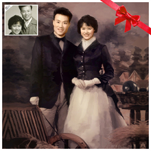 送父母金婚纪念创意礼物 圆梦婚纱照 创意老照片CG手绘