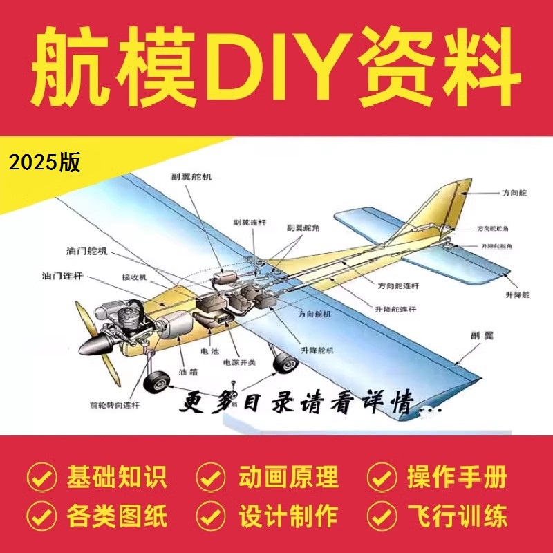 航模制作航空模型遥控飞机行手工电子版图纸diy教学入门动画资料