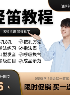 竖笛教程6孔8孔指法自学零基础入门视频教学儿童初学网课吹笛子