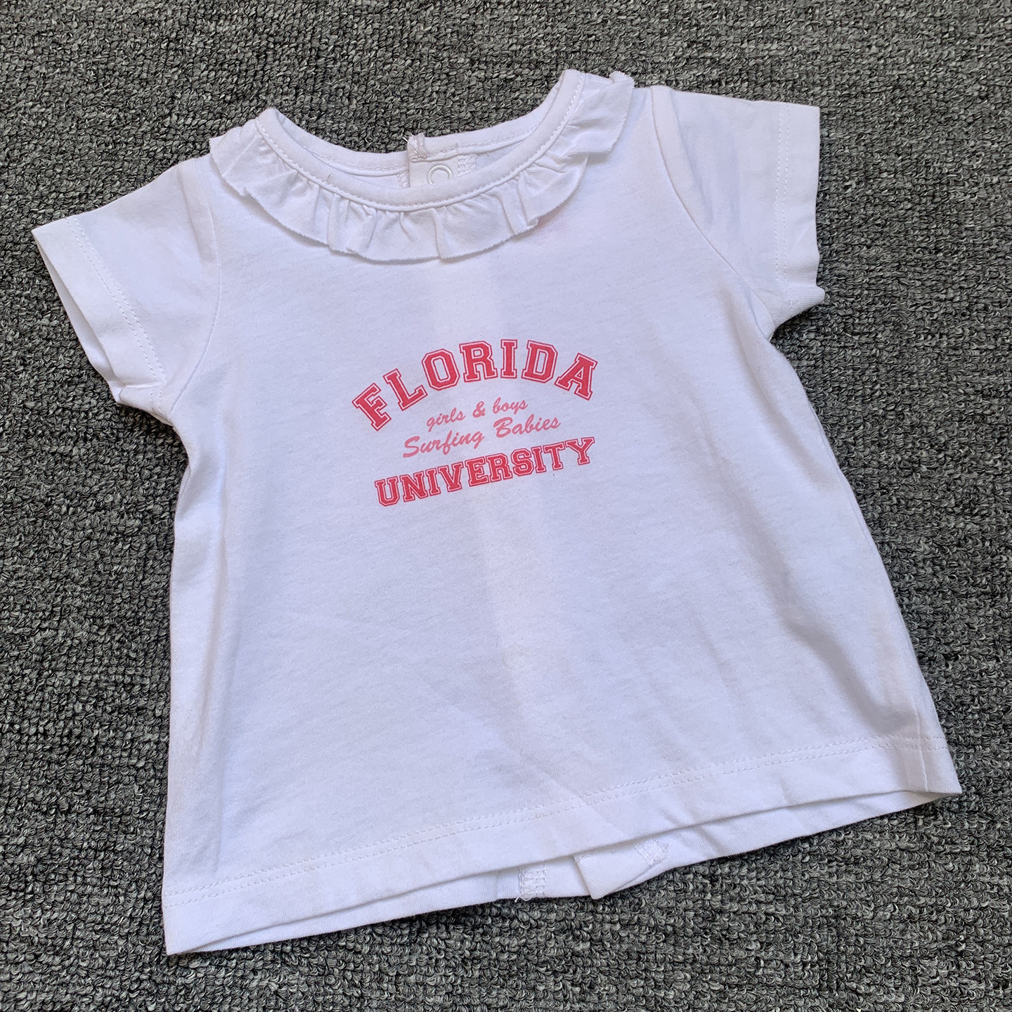 法单纯原新生婴儿女宝宝夏季纯棉荷叶领字母印花短袖T恤0-3个月,童装/婴儿装/亲子装,T恤,淘宝优惠券,粉丝福利购,淘宝优惠卷