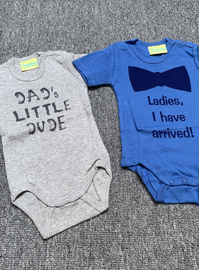 德国单新生婴儿男宝宝夏季短袖护肚三角哈衣T恤上衣50-56CM/0-3M