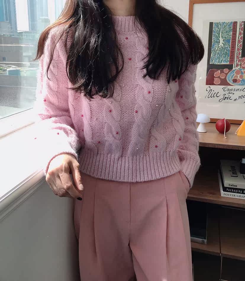 Korean direct mail ~HANNA-A sweater Dongdaemun Agency purchase 2021 new pattern Sweet bead keep warm knitting jacketin the Women's clothing/Boutique , Sweaters  category - from Buy2taobao.com to provide professional Taobao agent buy service
