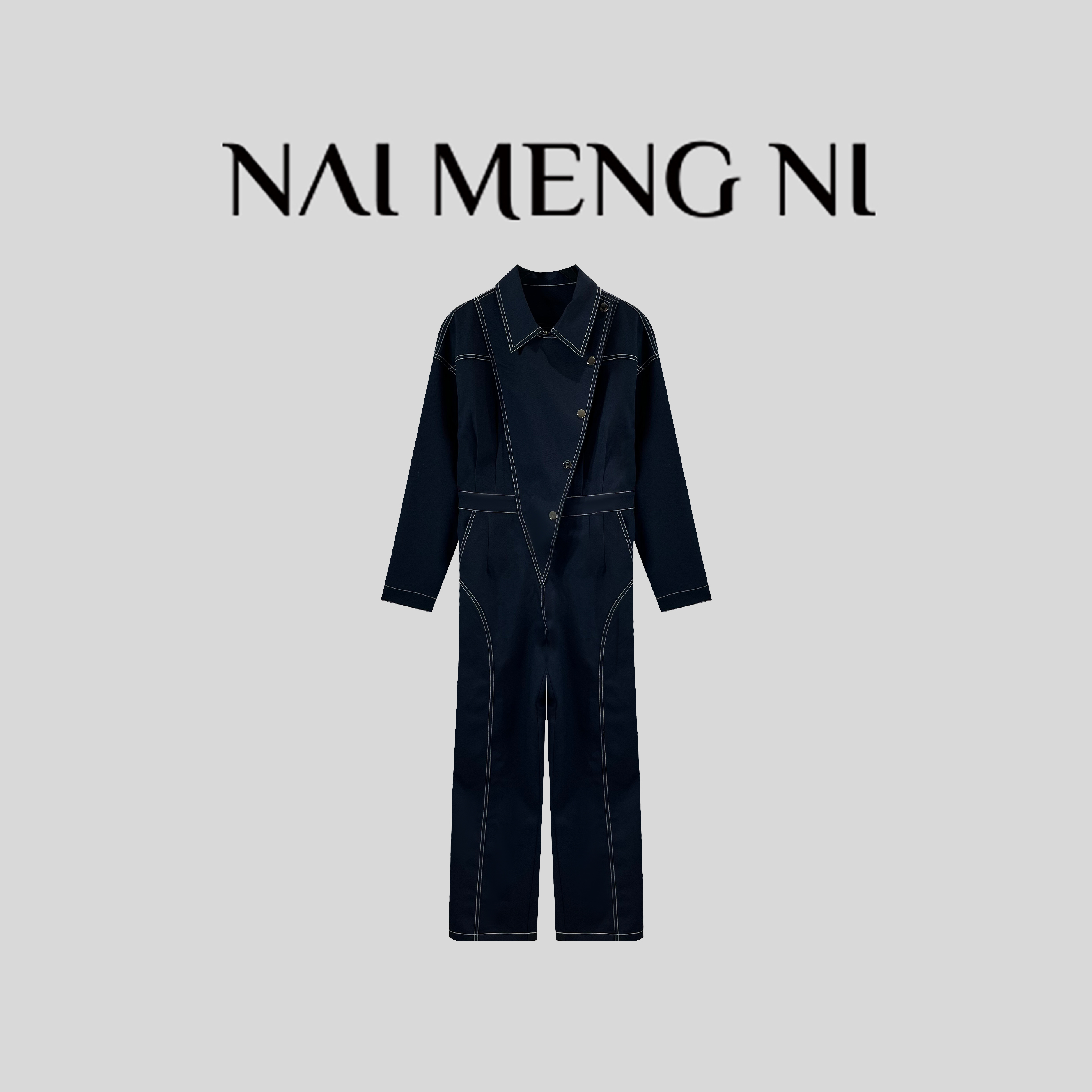 王火火&设计师法式复古时尚高腰显瘦连体裤 25HH3116