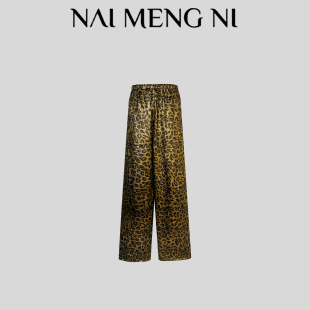 王火火&设计师豹纹女士简约休闲百搭显瘦直筒裤 28HH0209 子