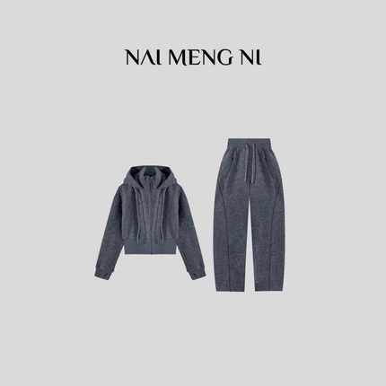 王火火&设计师款运动气质阔腿新款连帽套装 28HH0015