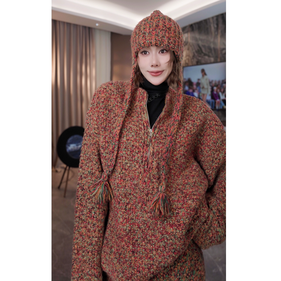 王火火&2026七彩小太阳早冬新款碎花针织毛衣长款外套 28HH0547