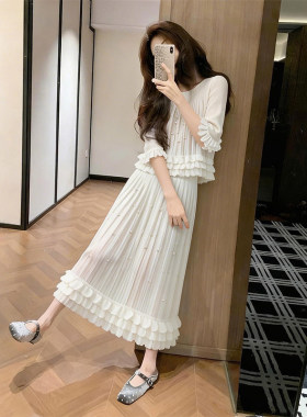 白色花边上衣半身裙子两件套女26夏小个子高级感超好看穿搭一整套