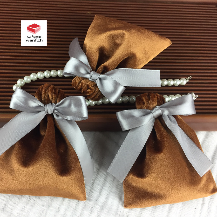 缎带束口款绒布袋 情人节礼品包装 婚礼喜糖袋 珠宝饰品包锦囊袋
