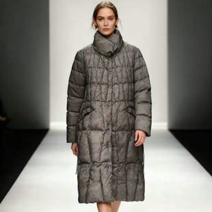 [白鹅绒]白鹅绒羽绒服女2025冬季新款中长款绣花鹅绒服外套