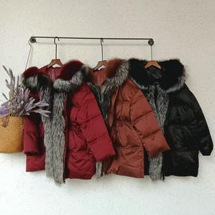 [鹅绒服x水貂毛]奢华羽绒服女2024年冬季新款保暖外套连帽