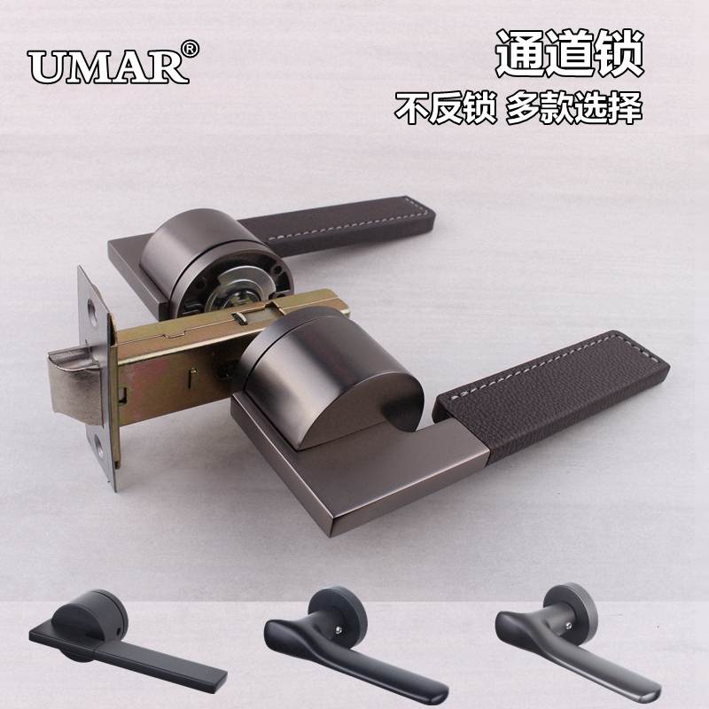 隐形门锁灰黑色卧室过道棕皮