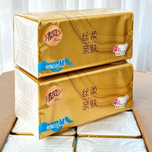 清风抽纸100抽M码丝柔金装4层加厚20包面巾纸实惠装大包家用纸巾