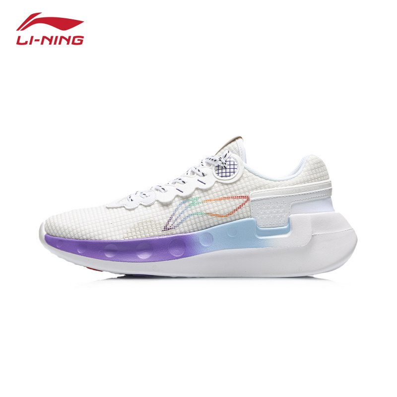 李宁跑步鞋男子逍遥刺绣文字秋季款网面系带轻便低帮休闲运动鞋子