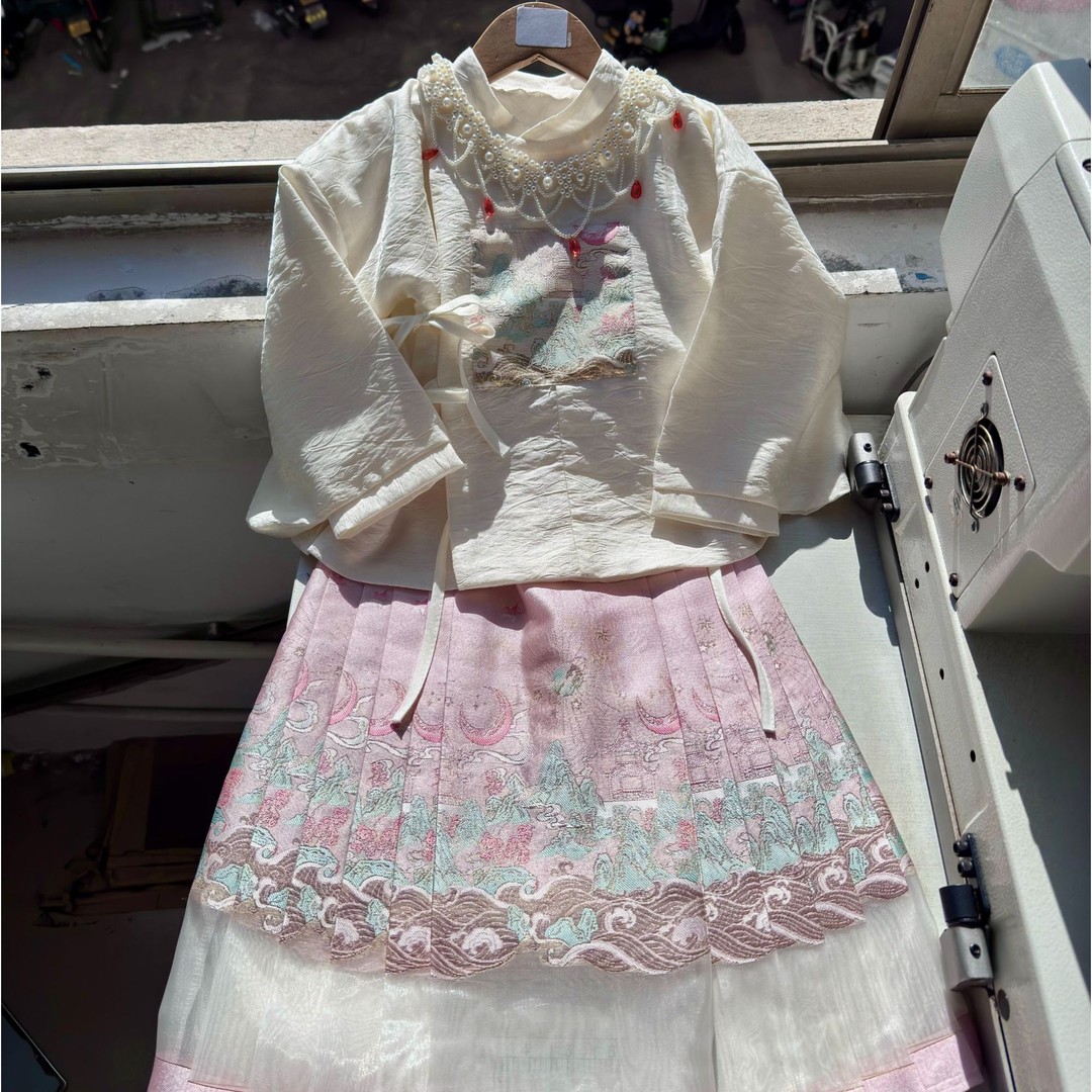 高端女童汉服套装春季新款千金风重工马面裙儿童国风名媛两件套装