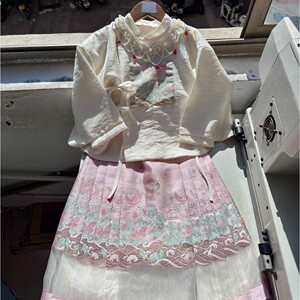 高端女童汉服套装春季新款千金风重工马面裙儿童国风名媛两件套装