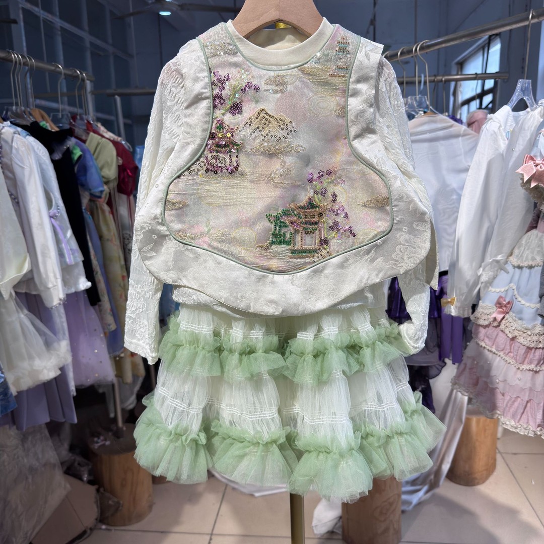 女宝宝秋新款名媛气质礼服三件套