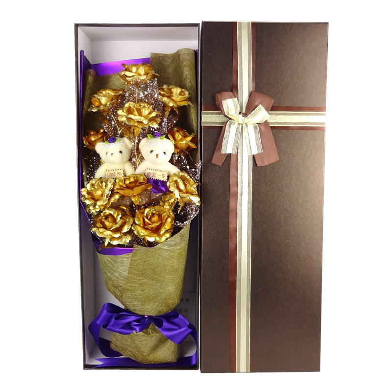 情人节生日礼物女生送女友朋友老婆闺蜜结婚纪念金箔玫瑰花24K金