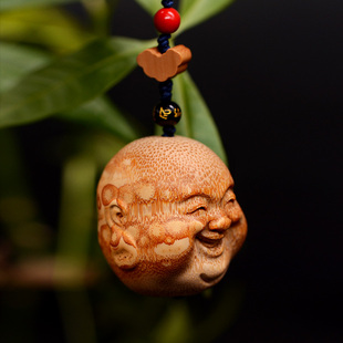 竹根雕弥勒佛手球笑口常开手把件满钉竹雕皆大欢喜手球挂件吊坠