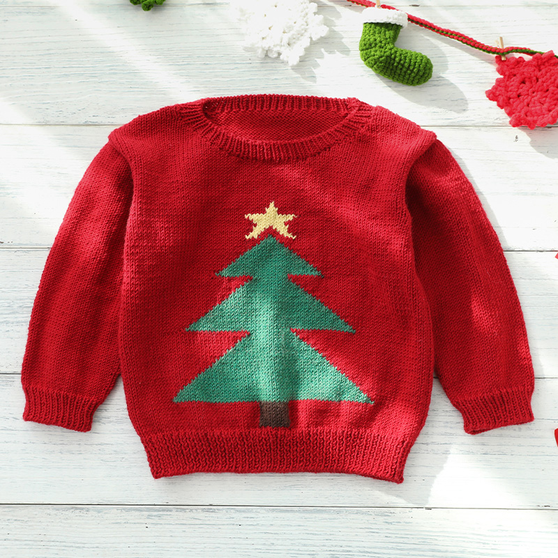 毛儿新款手作圣诞树儿童毛衣材料包棒针手工毛线编织diy制作流年