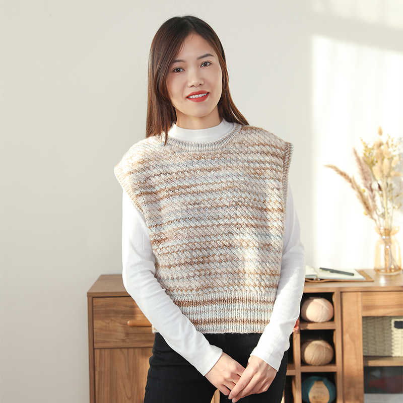 十刻云团粗毛线清欢女士套头背心马甲 棒针手工毛线材料包diy编织