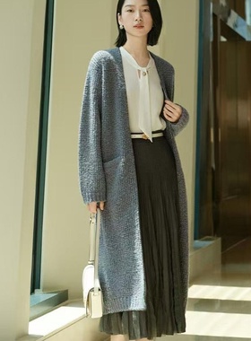 EP高端系列羊毛混纺长款针织开衫外套EPJIV9131A-8999