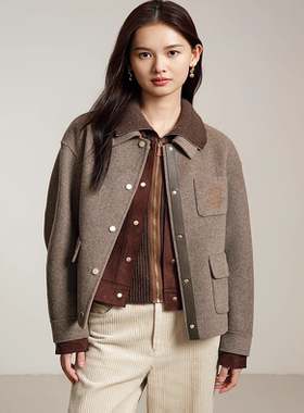 EP秋冬新品羊毛牦牛绒混纺毛呢外套短大衣 EGJIR1510A-4699