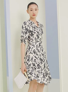 大雅家25优雅V领波浪下摆茶歇连衣裙HFKEA4663A-3299