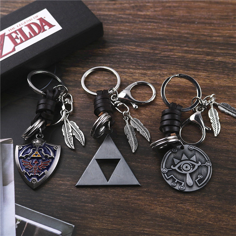 新款塞尔达传说钥匙扣圈席卡石板挂件心之容器挂链绳盾牌金属饰品
