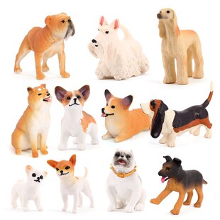 儿童玩具仿真动物模型实心狗崽吉娃娃柴犬柯基犬恶霸犬斗牛犬比特