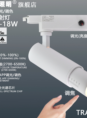 LED18W调焦轨道灯无极调光展厅博物馆射灯平板智能展厅调色导轨灯