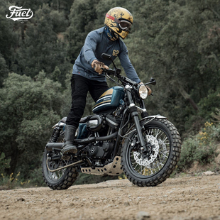 62号做旧绣花纯棉舒适摩托城市骑行长袖 Style Biker T恤 FUEL
