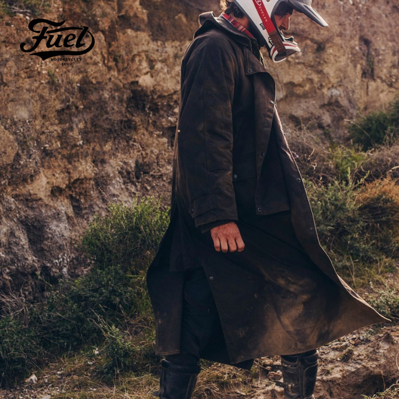 【FUEL攀爬者】进口牛仔油布防水防风斗篷户外露营骑马摩托风衣