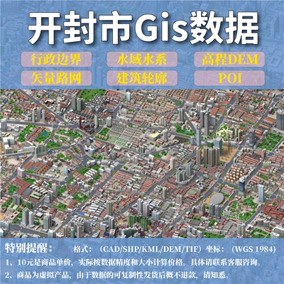 开封市gis矢量数据shp矢量路网水系建筑行政边界POI兴趣点数据