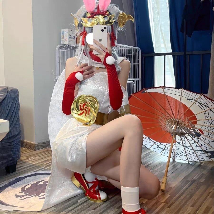 公孙离祈雪灵祝cos假发王者荣耀皮肤祈雪灵祝cosplay服装女鞋伞