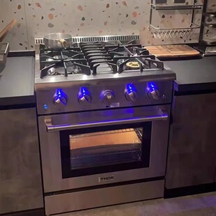 国家补贴美国家用开放厨房不锈钢30英寸燃气灶4眼集成灶一体烤箱