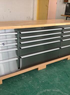 美式72英寸车库大型不锈钢多功能汽修工具柜推车赛车工作站工作台