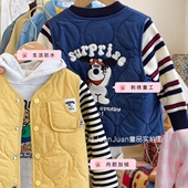 日系小狗刺绣加绒夹棉马甲背心秋冬款 儿童保暖坎肩外套男女童可爱
