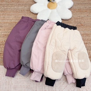 雨雪天保暖升温裤加绒加厚棉裤男女童冬款防水裤子百搭长裤雪地裤