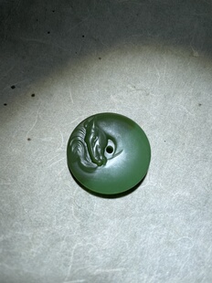 和田玉碧玉粉绿平安扣生肖马怀古扣设计款挂坠本命年吊坠礼物