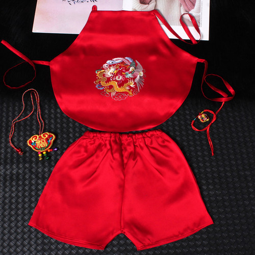 马年出生婴幼儿真丝刺绣蚕丝肚兜