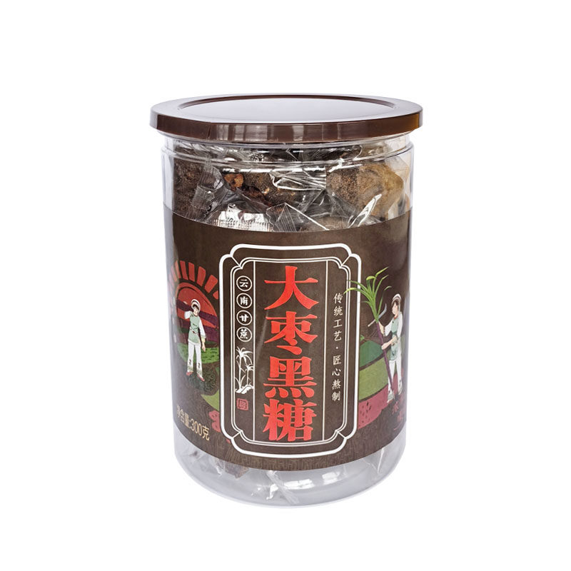 大枣黑糖块古秘老红糖心形300g瓶装传统方法云南甘蔗大理八千方厂