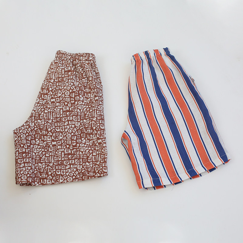 23款外婆家制作儿童特价两色宽松大短裤意大利进口亚麻