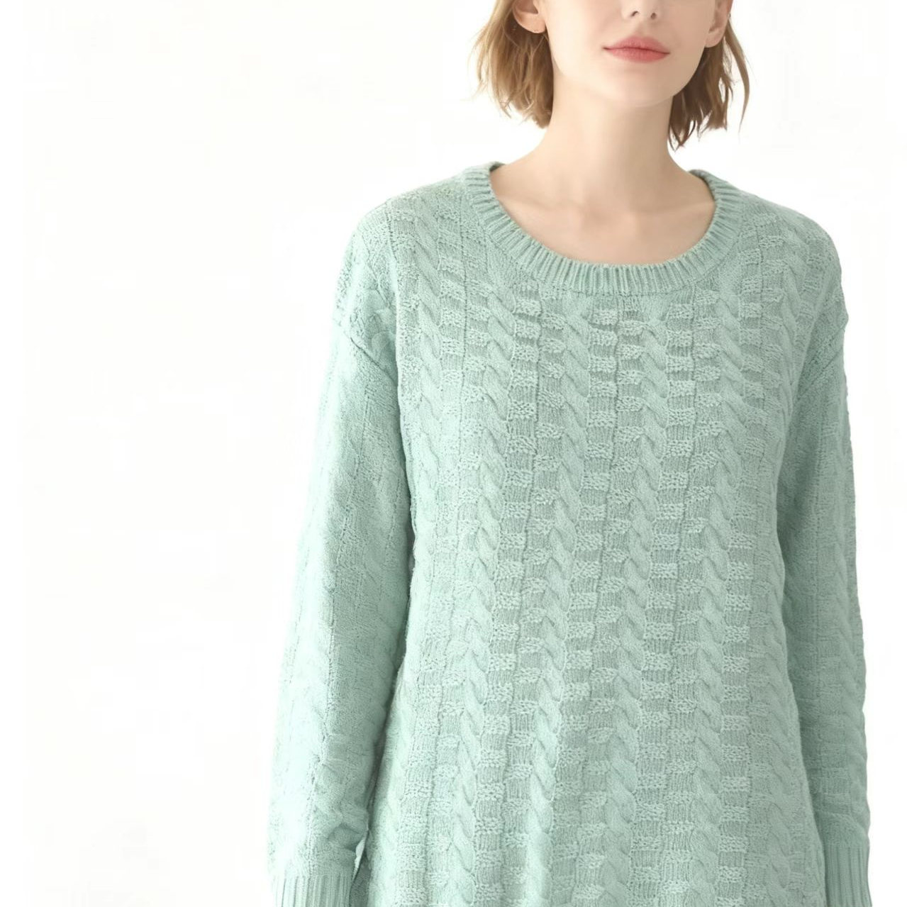 2025复古风棒针麻花编织加厚粗针套头可外穿春秋冬保暖宽松毛衣女