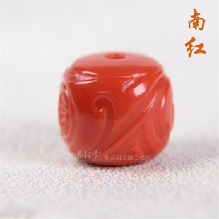 南红单珠散珠博古纹老型天然凉山川料腰珠手串配珠百香籽文玩配饰