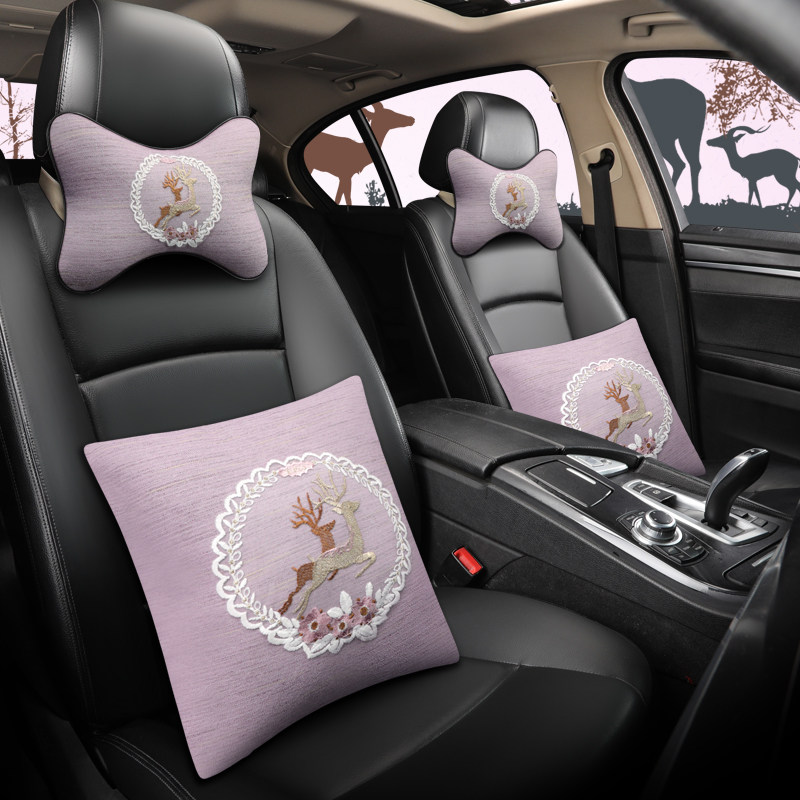 汽车抱枕一对车内枕头车载可爱靠枕车上颈枕腰靠车用靠垫头枕套装