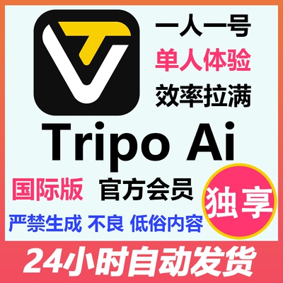 Tripo3d专业版Ai国际版会员3D模型生成 一键建模积分文字图片转3D