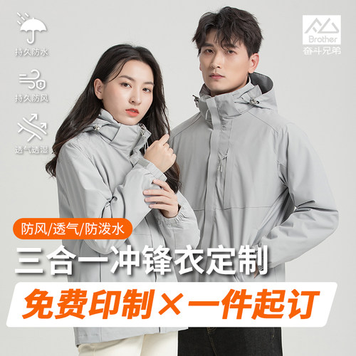 冲锋衣工作服定制三合一可拆卸