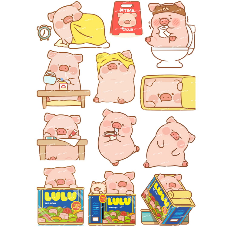 中号F0435-03罐头猪LULU猪卡通动漫电脑笔记本吉他旅行拉杆箱贴纸